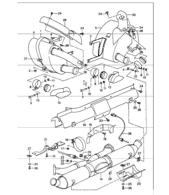 Diagram 202-00 Porsche Cayenne 3.2L V6 2003>> Fuel System, Exhaust System