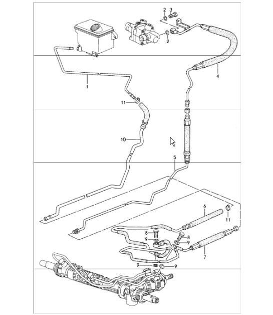 Diagram 403-02 Porsche Cayenne S 4.5L V8 2003>> Front Axle, Steering 