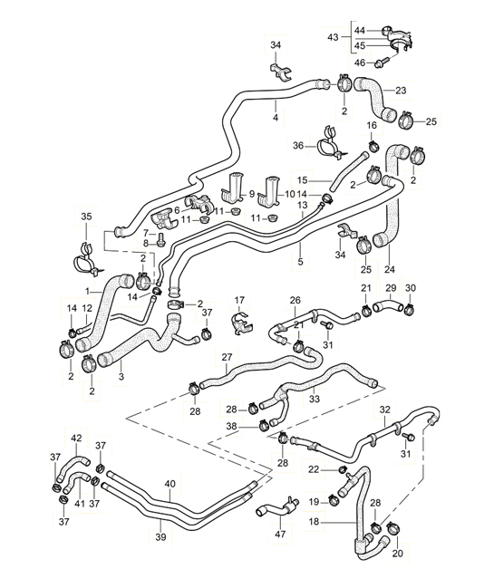 Diagram 105-05 Porsche 996 C2 3.4L 1997-08/01 Motor
