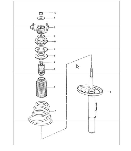 Diagram 402-00 Porsche 911 1984-1989 Vooras, besturing 