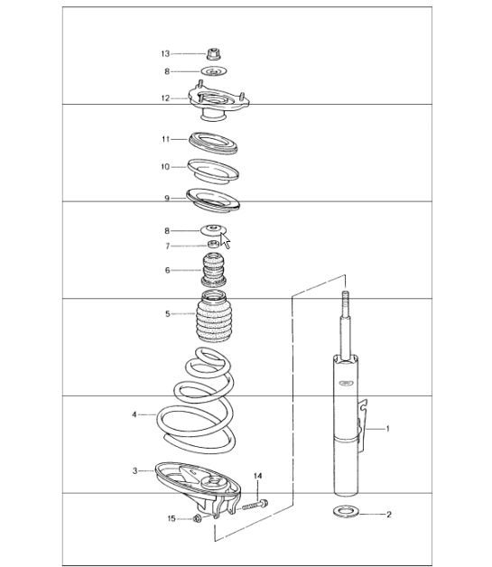 Diagram 402-01 Porsche 996 (911) (1997-2005) Eje delantero, dirección 
