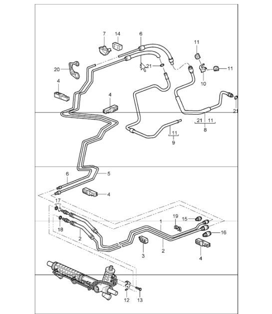 Diagram 403-02 Porsche Cayenne Turbo S V8 4.8L Petrol 550HP Front Axle, Steering 