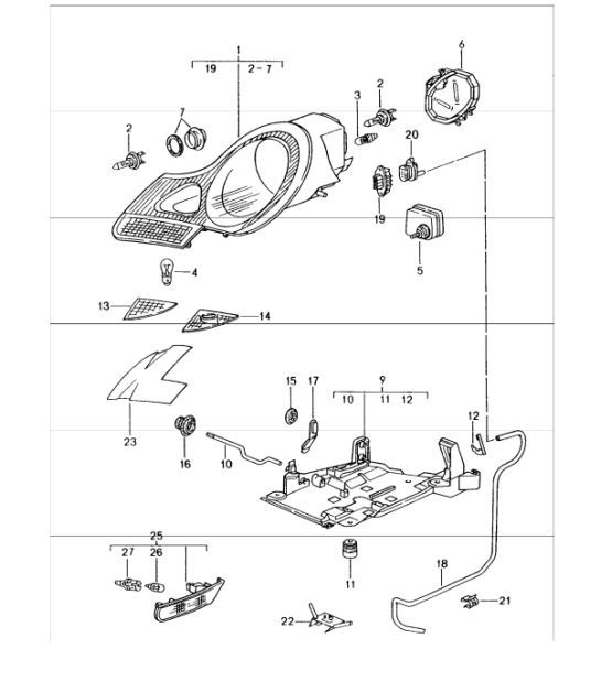 Diagram 905-00 Porsche 996 (911) (1997-2005) Elektrische Ausrüstung