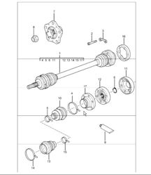 arbre de transmission, moyeu de roue 996 TURBO 2001-05