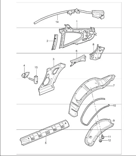 Diagram 801-50 Porsche 996 (911) (1997-2005) Carrocería
