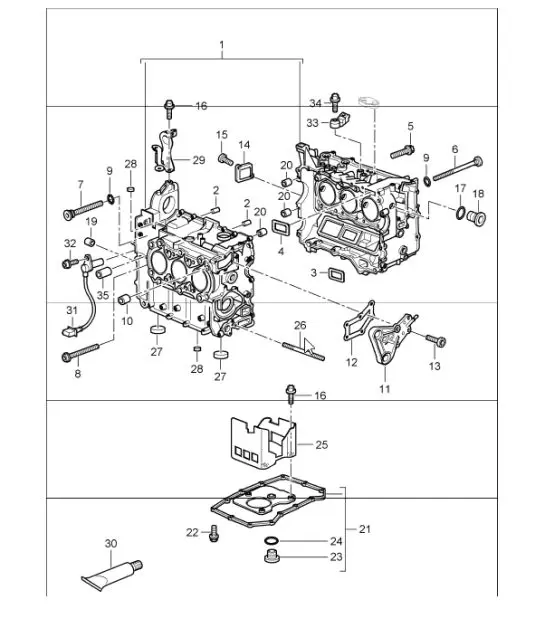 Diagram 101-05 Porsche 997 (911) MK1 2005-2008 Motor