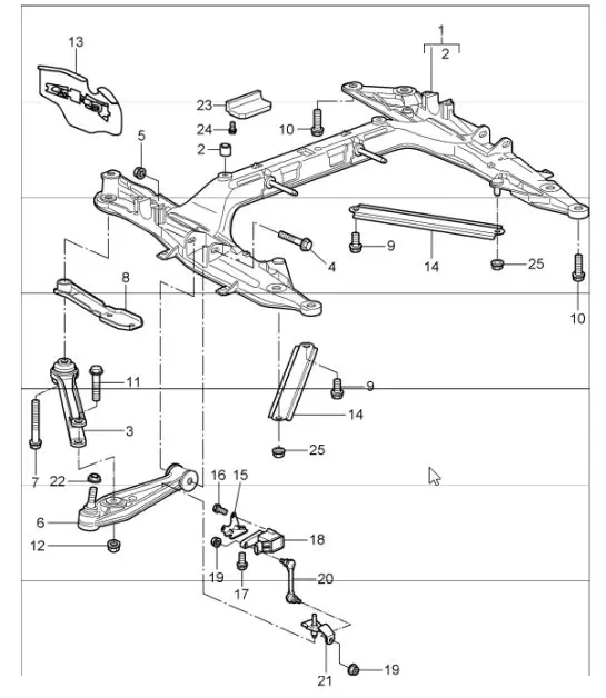 Diagram 401-00 Porsche 996 C2 3.4L 1997-08/01 Vooras, besturing 