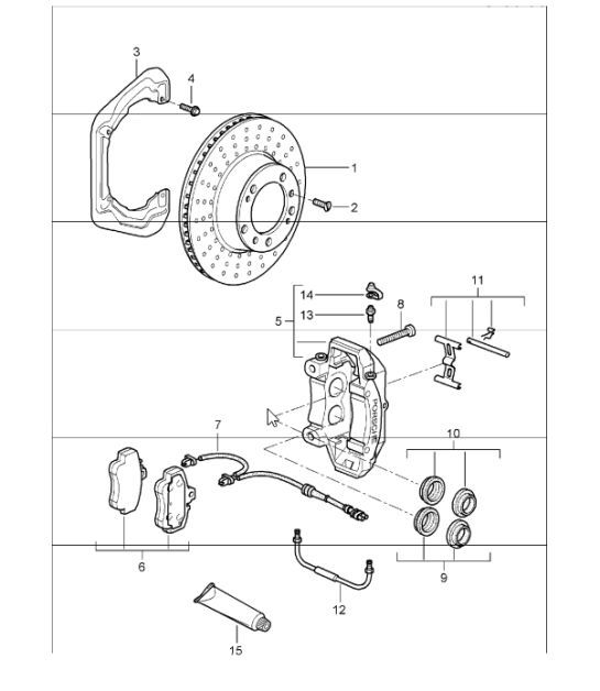 Diagram 603-00 Porsche Cayman S 3.4L 987C 2005-08 Wheels, Brakes