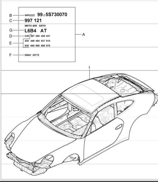 Diagram 801-00 Porsche 997 (911) MK1 2005-2008 Body