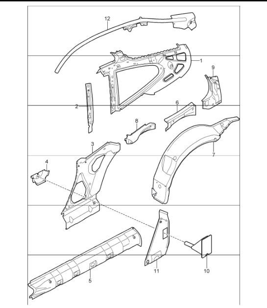 Diagram 801-50 Porsche Panamera 970 MK2 (2014-2016) Carrosserie