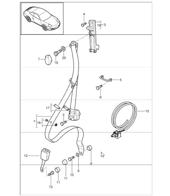 Diagram 812-00 Porsche 993 (911) C4 1994-97 Carrosserie