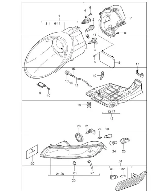 Diagram 905-01 Porsche 997 MKII GT2 RS 2011>> Elektrische apparatuur