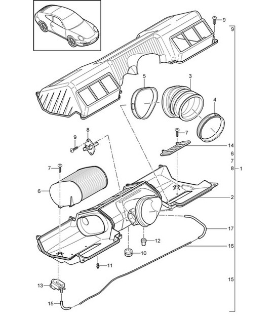 Diagram 106-000 Porsche 996 C4 3.4L 1997-08/01 Engine