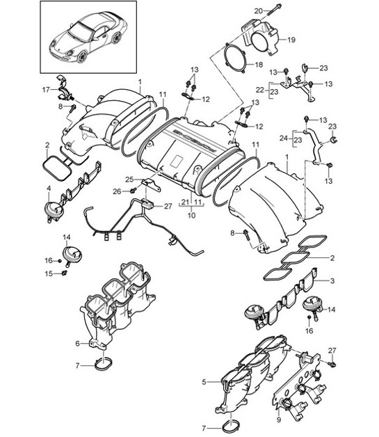 Diagram 107-013 Porsche Panamera S V8 4.8L Motor