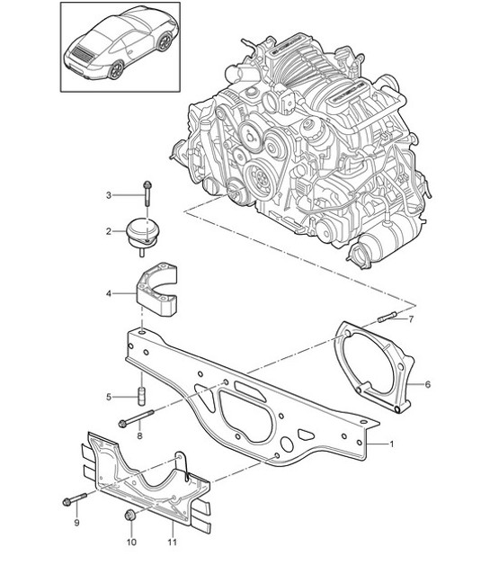 Diagram 109-000 Porsche Cayenne S 4.5L V8 2003>> Engine