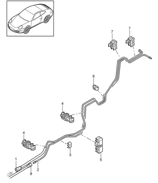 Diagram 201-010 Porsche 997 (911) MK2 2009-2012 Fuel System, Exhaust System