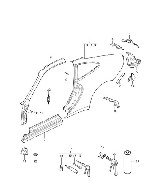 Diagram 801-055 Porsche Cayenne S 4.5L V8 2003>> Body