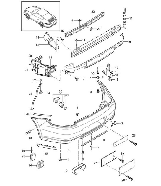 Diagram 802-005 Porsche 997 (911) MK2 2009-2012 Body