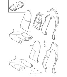 Parte in schiuma/Rivestimento sedile sportivo 997.2 Carrera 2009-12 Parte in schiuma/Rivestimento sedile sportivo 997.2 Carrera 2009-12