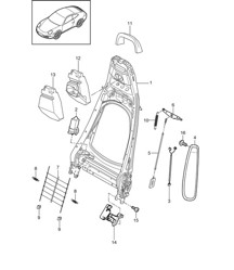 Rugleuningframe sportstoel 997.2 Carrera 2009-12