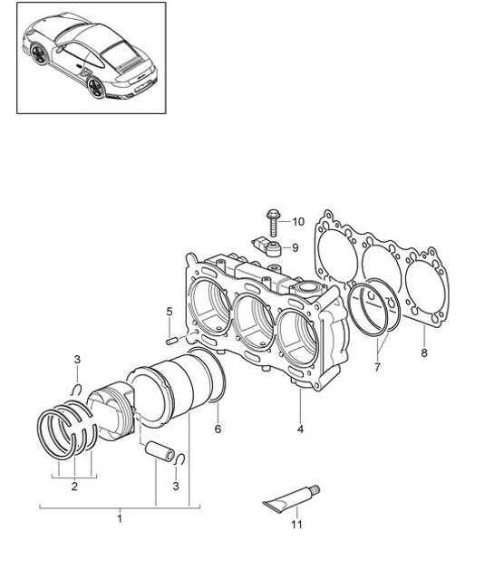 Diagram 102-007 Porsche 996 C2 3.6L 09/01-2005 Moteur