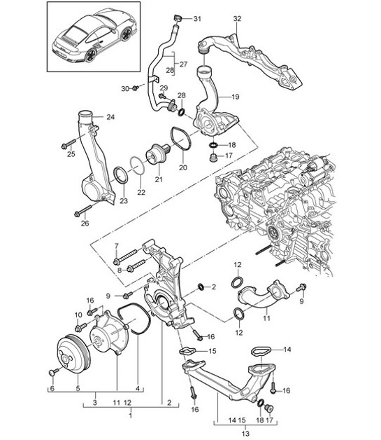 Diagram 105-000 Porsche 997 GT3 2007>> Motore