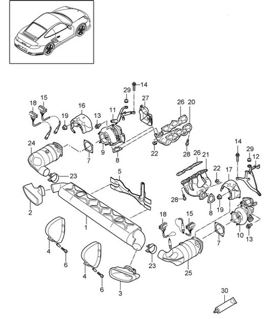 Diagram 202-000 Porsche 996 GT3 MKII 2003>> Fuel System, Exhaust System