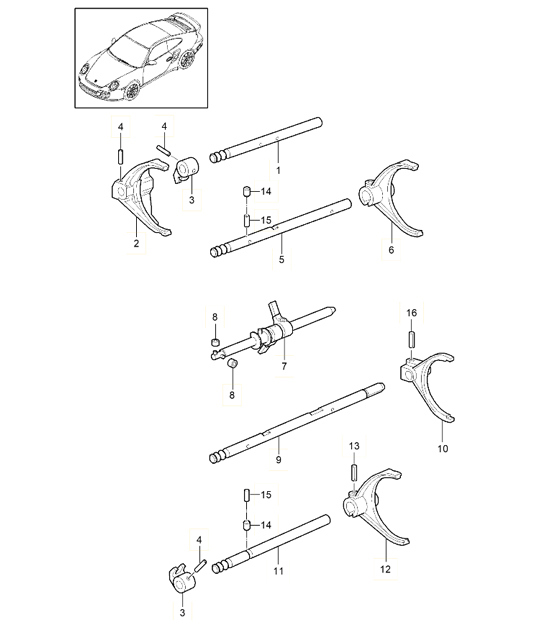 Diagram 304-000 Porsche 911 1975-1977 3.0L Turbo (930) Transmission
