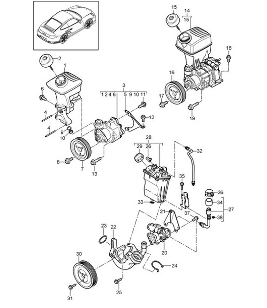 Diagram 403-003 Porsche Cayenne S 4.5L V8 2003>> Assale anteriore, sterzo 