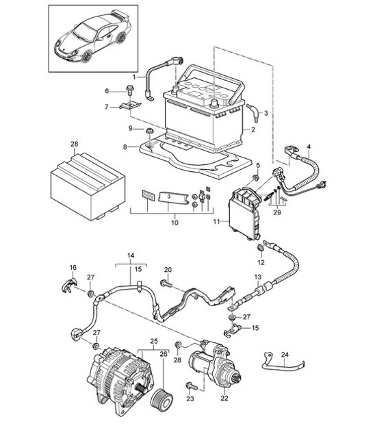 Diagram 902-005 Porsche 997 (911) MK2 2009-2012 Electrical equipment