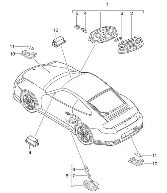 Diagram 903-004 Porsche Cayman 987C/981C (2005-2016) Electrical equipment