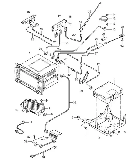 Diagram 911-000 Porsche 997 (911) MK2 2009-2012 Equipo eléctrico