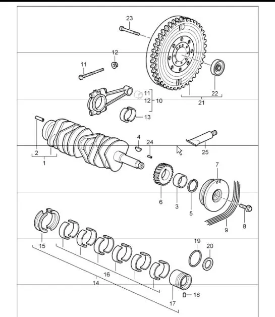 Diagram 102-00 Porsche Boxster 987 2.7L 2005 -08/08 Motor