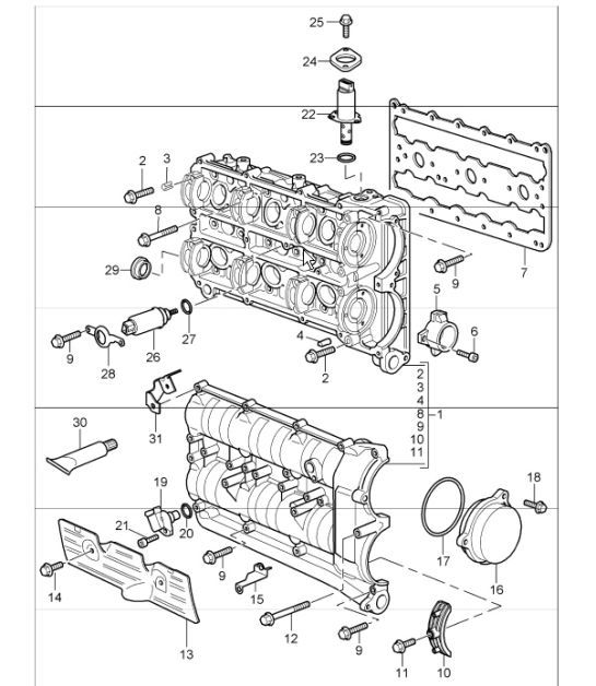Diagram 103-10 Porsche Cayman S 3.4L 987C 2005-08 Motore