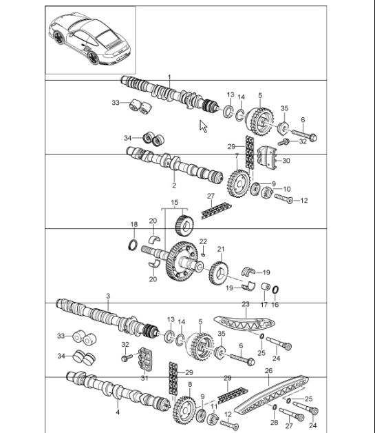 Diagram 103-15 Porsche Macan GTS benzina 3.0L V6 360Bhp Motore