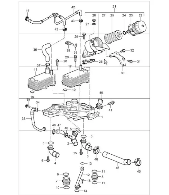 Diagram 104-10 Porsche 997 MKII Carrera C4 3.6L 2009>> Motor