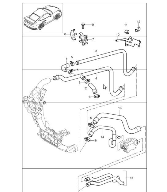Diagram 105-04 Porsche 964 (911) TURBO 3.3L 1991-93 Moteur