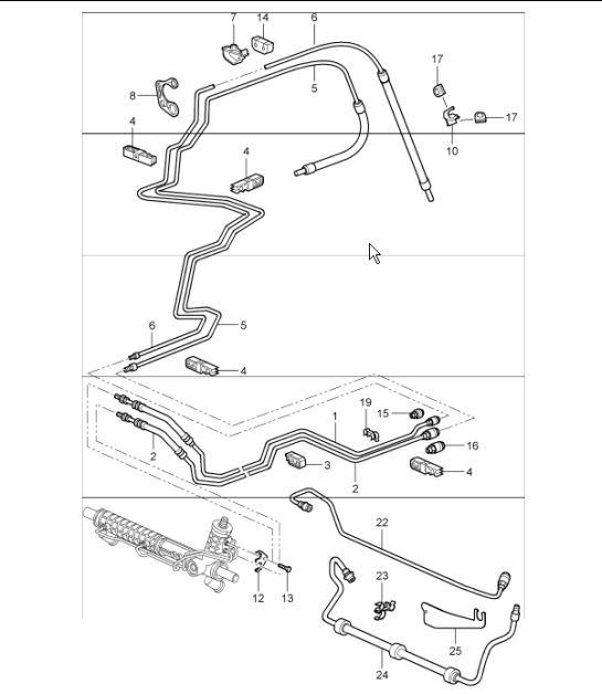 Diagram 403-01 Porsche Cayenne Turbo / Turbo S 4.8L 2007>> Front Axle, Steering 