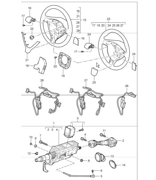 Diagram 403-05 Porsche 997（911）MK1 2005-2008 前轴、转向 
