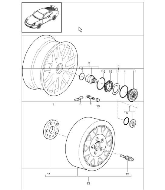 Diagram 601-01 Porsche Cayenne Turbo 4.5L 2003>> Ruote, freni