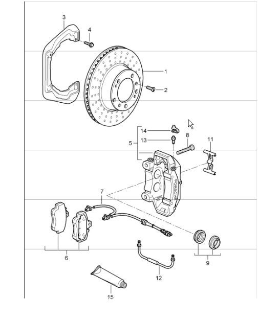Diagram 603-01 Porsche 卡宴 3.0L 柴油 2007>> 车轮、制动器
