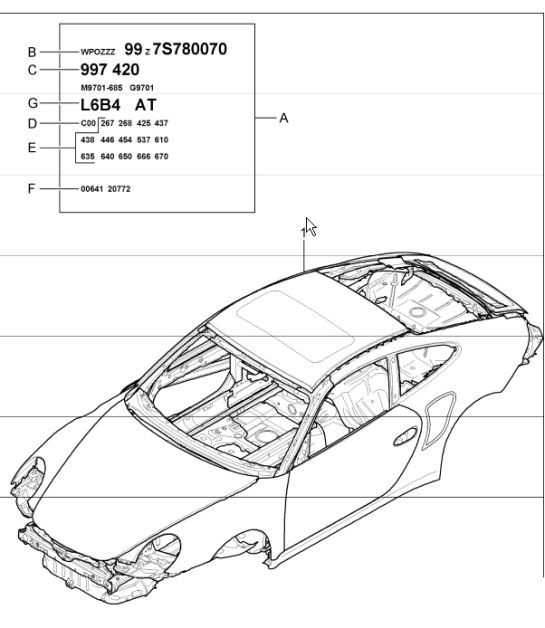 Diagram 801-00 Porsche 997 (911) MK1 2005-2008 Body