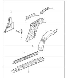 side section inner 997.1 TURBO CABRIO 2007-09
