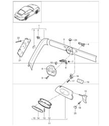 a-pillar, windscreen frame and sun visors  for 997.1 TURBO CABRIO/COUPE 2008 ONWARDS