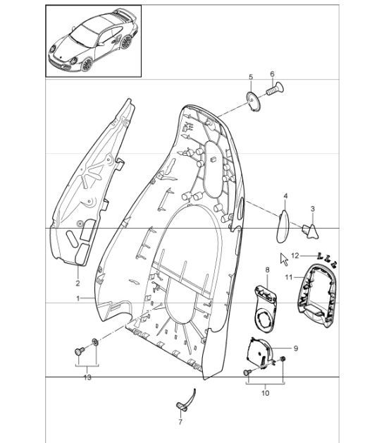 Diagram 817-10 Porsche 997 (911) MK1 2005-2008 Body