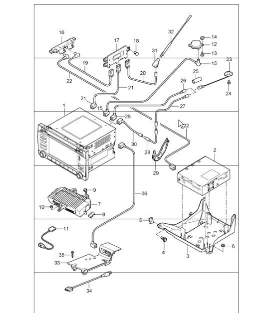 Diagram 911-01 Porsche 996 GT3 MKII 2003>> Elektrische apparatuur