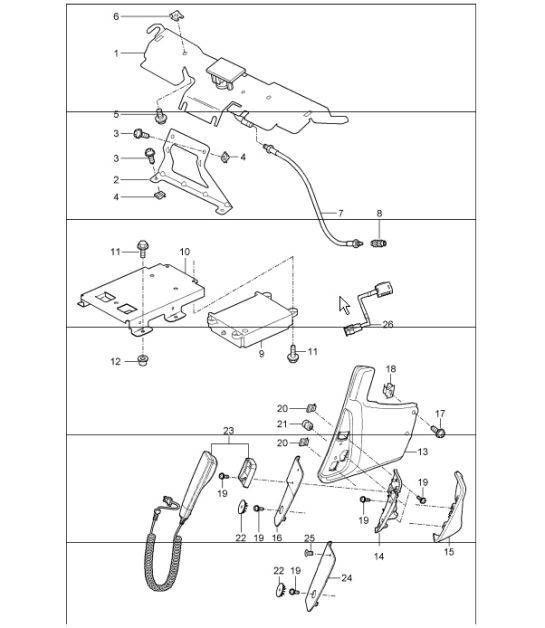 Diagram 911-10 Porsche Cayman S 3.4L 987C 2005-08 Materiale elettrico