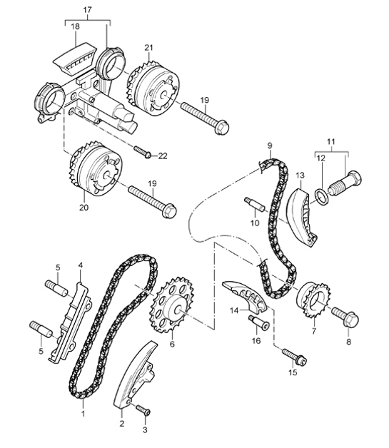 Diagram 103-16 Porsche Cayenne MK1 (955) 2003-2006 Motor