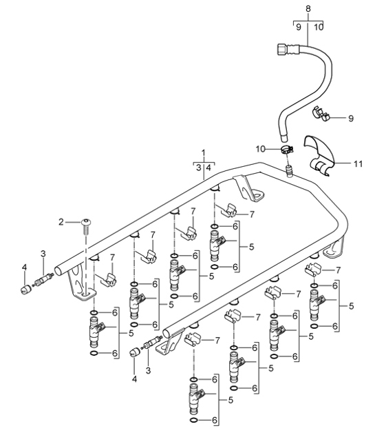 Diagram 107-05 Porsche Panamera Turbo S V8 4.8L Motore