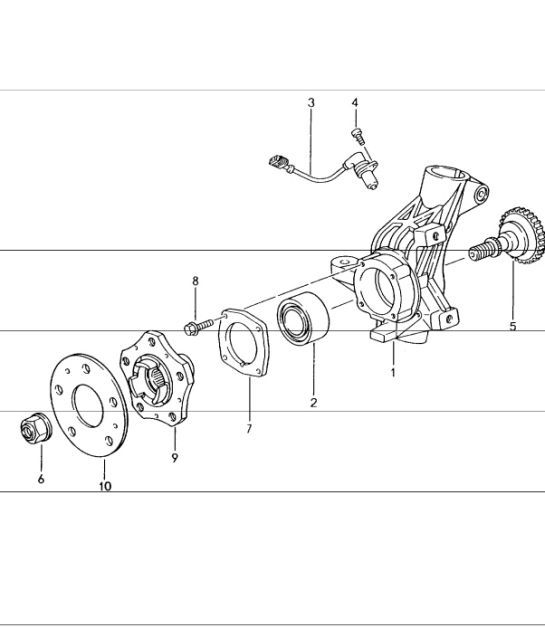 Diagram 401-05 Porsche 997 GT3 2007>> Assale anteriore, sterzo 